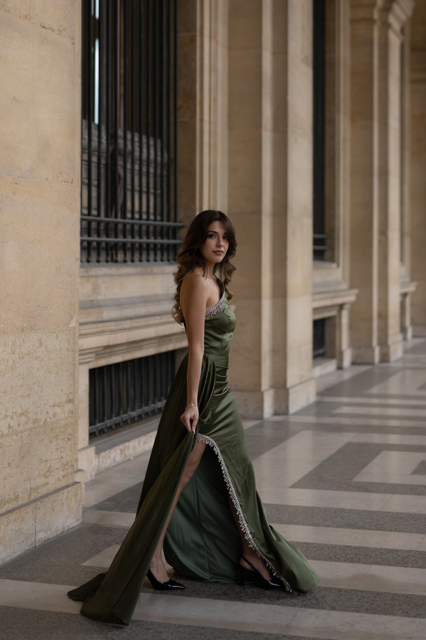 KHAKI & SILVER DRESS